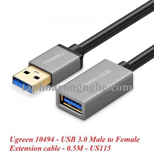 Ugreen 10494 0.5M màu Đen Cáp tín hiệu nối dài USB 3.0 dáng dây nhỏ cao cấp US115 30010494